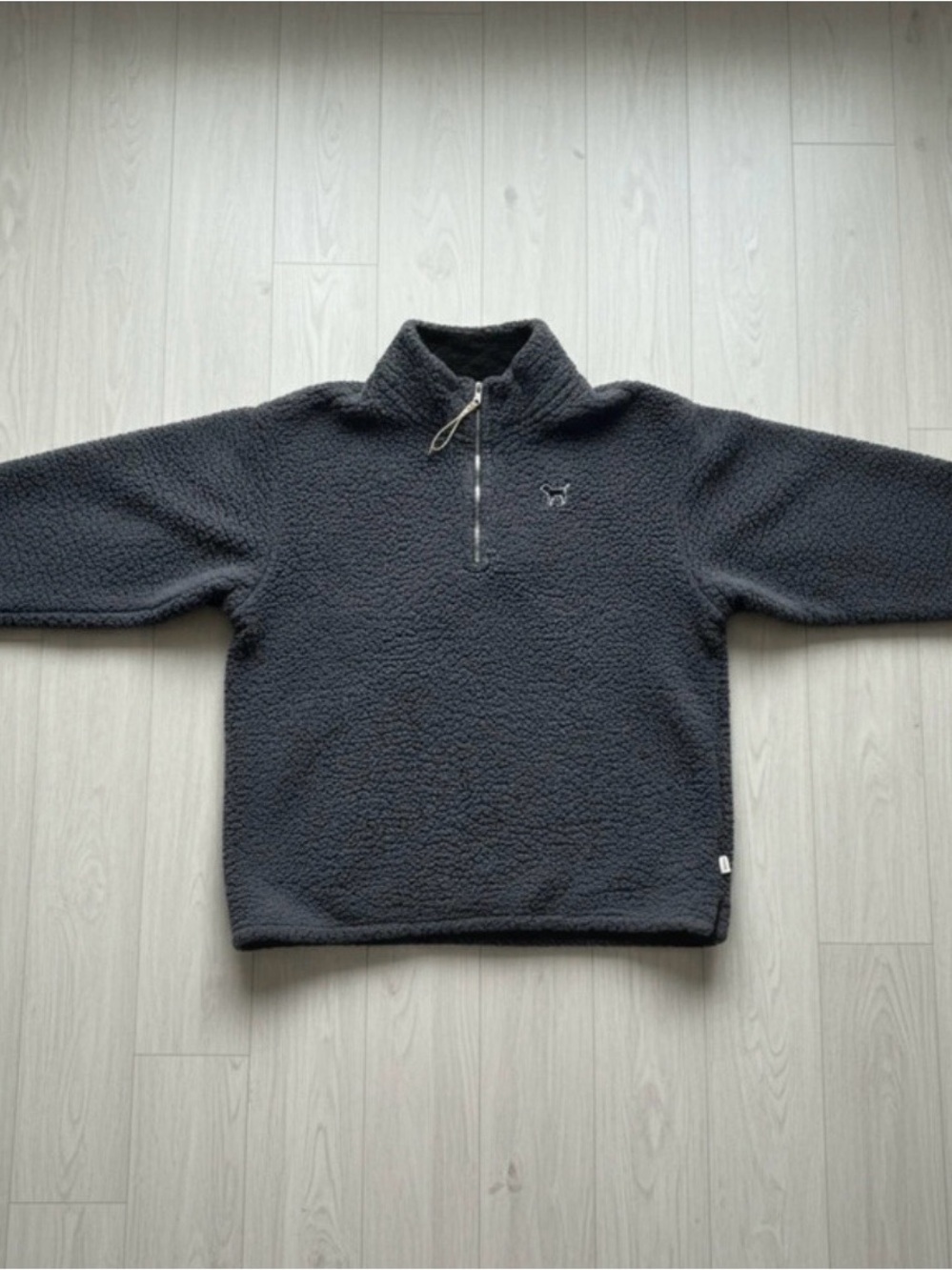 Victoria Secret Pink Half-Zip Fleece Pullover Sweater - Charcoal